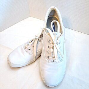 VINTAGE ~ WHITE LEATHER ~ SNEAKER TENNIS SHOE  ~ CLASSIC 90s ~KEDS~  SZ 8